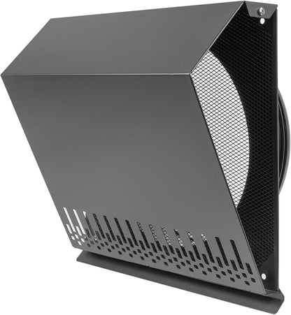Vent Systems 10" Inch Supply Vent Cover with Rubber Gasket - Graphite Black Galvanized Steel - Robust and Weatherproof Outdoor Air Intake Box - Duct or Surface Mounting - Rain, Snow Protection