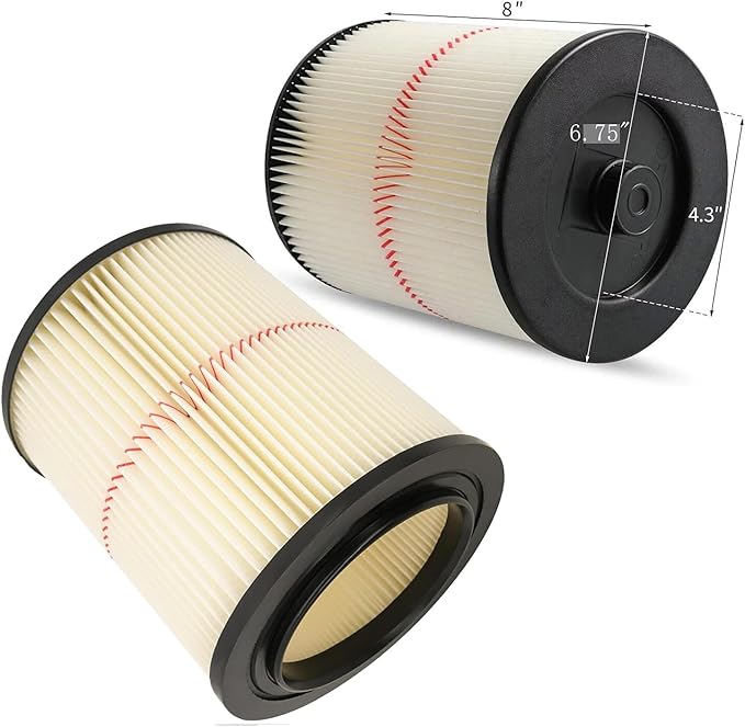 2 Pack - Cartridge Filter for Craftsman 9-17816 17816 Vacuum Filter General Purpose Wet Dry Air Filter Wet Dry Vac fit 5 Gallon and Larger Vacuum Cleaner