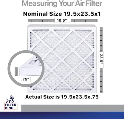 Filter King 19.5x23.5x1 Air Filter | 4-PACK | Carbon MERV 8 HVAC Pleated A/C Furnace Filters | MADE IN USA | Actual Size: 19.5 x 23.5 x .75"