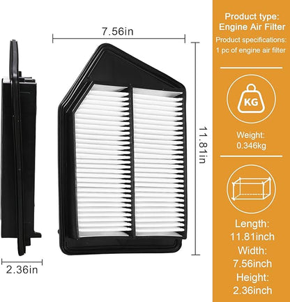 Engine Air Filters 17220-5A2-A00 suitable for Honda Accord and Acura TLX (2.4L) models, providing filter protection for up to 12 months or 12000 miles