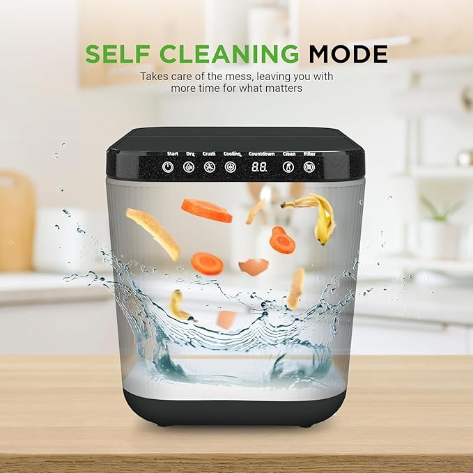 Nutrichef 3L Electric Kitchen Composter - Compost’s Organic Material & Food Scraps | Countertop Automatic Compost Bin | Dry, Crush, & Cooling Functions | Perfect for Kitchens & Apartments | White