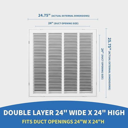 24x24 Return Air Grille [Duct Opening Size],Return Air Vent Cover for Wall Or Ceiling,Steel Return Air Filter Grilles Removable Face/Door for 1 Inch Filters (24"W x 24"H [Duct Opening])