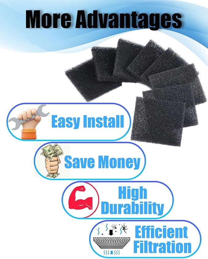 20 Pack Filter Sponges Foam Replacement for Aerogarden Harvest, Bounty, Farm, Extra, Ultra, Absorb Debris and Dirt, Pump Filter Sponges Replacement Compatible with Aerogarden Keep The Water Clean