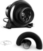 iPower 4 Inch Upgrade Inline Duct Ventilation Fan with 8 Feet Ducting, 195 CFM Exhaust Blower for Grow Tent and Basements, 2 Clamps Included, Black