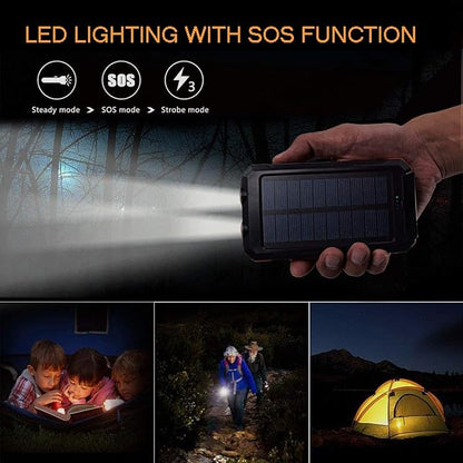 YELOMIN Solar Charger, 20000mAh Portable Type-C Solar Power Bank with 4 Cables, Waterproof Battery Pack, Outdoor External Backup Power Charger Six Outputs/LED Flashlights, Perfect for Camping Travel