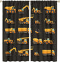 Kids Construction Window Curtains, Construction Machinery Equipment Mode of Transport Bulldozer Tractor Windows Curtain for Children Teens Room Decor 63x72in (30% Blackout)