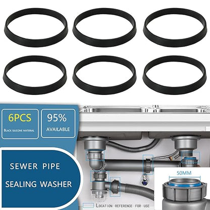 6PCS Sealing Ring for Kitchen Sink Filter, conical Rubber Gasket for Drain Pipe, Gasket for Waste Pipe, 2.2-inch Drain Pipe Sink Odor Collector Siphon, 55mm Inclined Sliding Joint Rubber Ring