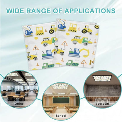 4 Pcs Fluorescent Light Covers for Ceiling Lights Construction Vehicles Excavators Dump Trucks Cranes Safety Signs Decorative Magnets Light Filters for Office Home Classroom Must Haves 4’ x 2’