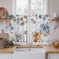 Fall Blue Maple Kitchen Curtains 45 Inch Long 2 Panel Set, Rod Pocket Window Treatment, Thanksgiving Pumpkins Daisy Country Leaves Light Filtering Panels Short Drapes for Bathroom Camper 42"W x 45"L