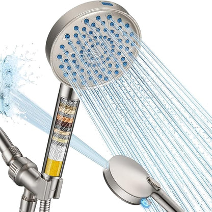 Cobbe Filtered Shower Head with Handheld, High Pressure 7-mode Showerhead with Filters for Hard Water - Remove Chlorine - Reduces Dry Itchy Skin, Patented Paddle Shift Design, Brushed Nickel