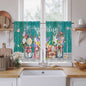 Spring Flowers Kitchen Curtains, Farmhouse Watercolor Teal Wood Grain Light Filtering Window Curtain Panels, 2Pcs Rod Pocket Window Treatments Set for Study Room Bathroom Bedroom 52x54 Inches