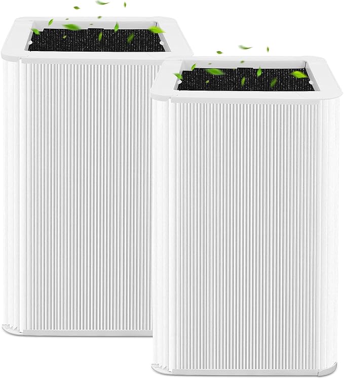 121 Replacement Filter Compatible for Blueair Blue Pure 121 Smart Machine, 2 in 1 Filtration System, White Airborne Particle Dust Pet Dander Filter&Odor Smoke Smell Activated Carbon Filter, 2 Pack