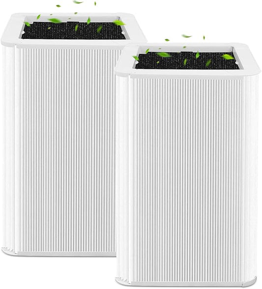 121 Replacement Filter Compatible for Blueair Blue Pure 121 Smart Machine, 2 in 1 Filtration System, White Airborne Particle Dust Pet Dander Filter&Odor Smoke Smell Activated Carbon Filter, 2 Pack