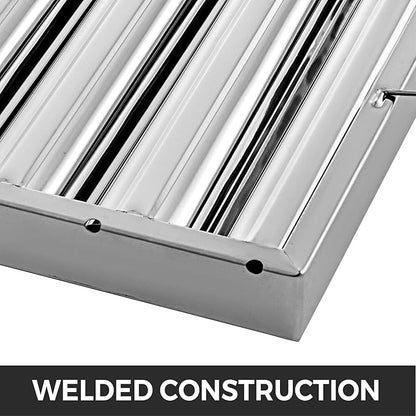 VBENLEM Pack of 6 Hood Filters 19.5W x 15.5H Inch, 430 Stainless Steel 5 Grooves Commercial Hood Filters, Range Hood Filter for Grease Rated Commercial Kitchen Exhaust Hoods
