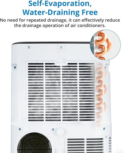 14,000 BTUs Portable Air Conditioner - Cools Up to 700 Sq.Ft, 3-IN-1 Energy Efficient AC Unit with Remote Control & Installation Kits for Large Room, Campervan, Office, Temporary Space