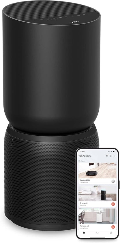 TCL Breeva A5 Smart Air Purifier with 5-Stage Clean, True HEPA (H13), Removes 99.97% of Dust/Bacteria/Odors & More, App & Voice Control, Auto Shield, Ultra-Quiet, Black (A515B)