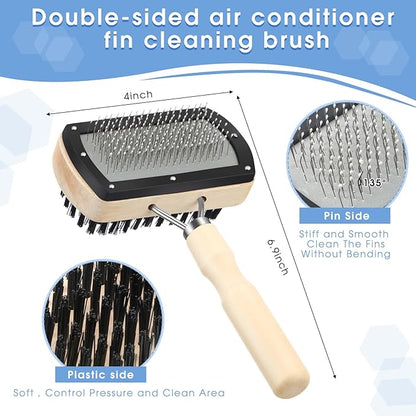 Boao 3 Pcs Ac Coil Cleaner Brush Fin Comb Double Sided Refrigerator Air Conditioner Evaporator Condenser Coil Stainless Steel Mini Split Brush Cleaning Kit HVAC Straightener for Ac Unit