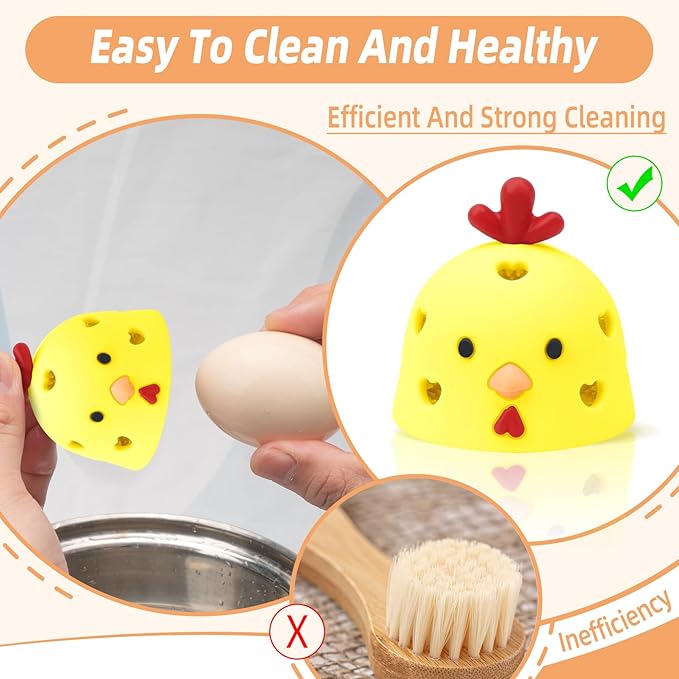 Silicone Egg Brush Cleaner, Egg Washer for Fresh Eggs, Egg Cleaner for Fresh Eggs, Egg Scrubber for Fresh Eggs, Reusable Cleaning Tools for Egg Washer (Yellow)