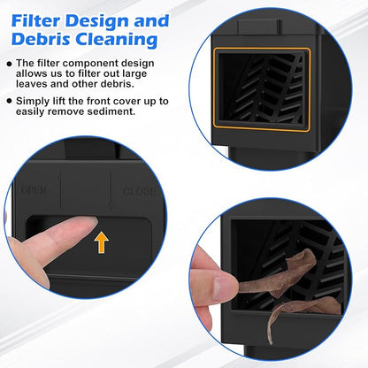 WADEO Rainwater Collection System, Downspout Diverter Fits for 2"x 3" or 3"x 4" Residential Downspouts, Rain Barrel Diverter Kit with Adjustable Valve and Filter, 5FT Hose, Black