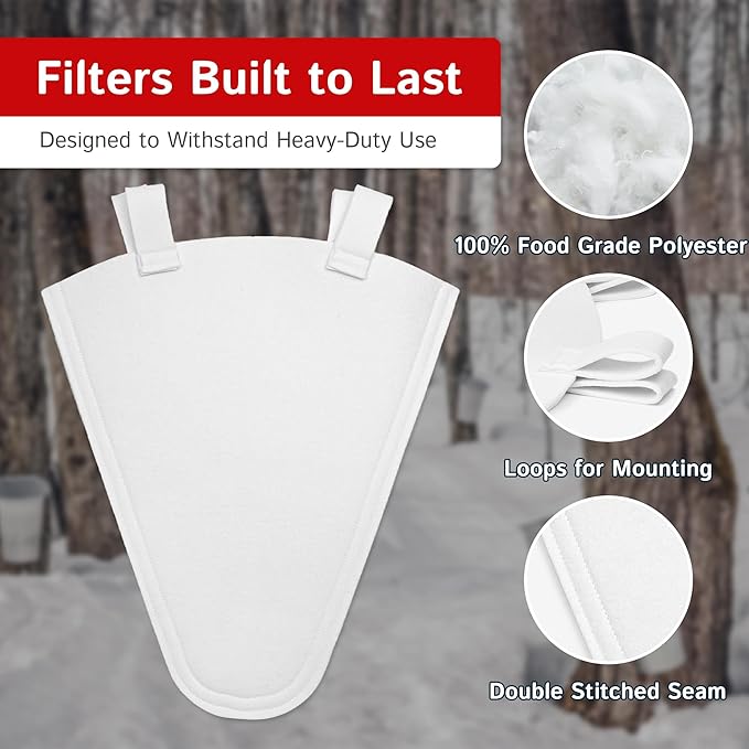 The Felt Store Synthetic Maple Syrup Filter Cone – Reusable Heavy-Duty Polyester Syrup Strainer for Clear Syrup, Easy to Mount or Hang, Food-Grade Material - Spring Maple Sugaring - 8 Quarts