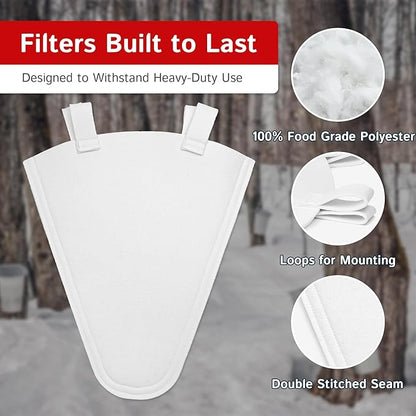 The Felt Store Synthetic Maple Syrup Filter Cone – Reusable Heavy-Duty Polyester Syrup Strainer for Clear Syrup, Easy to Mount or Hang, Food-Grade Material - Spring Maple Sugaring - 8 Quarts