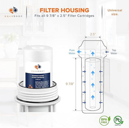 Aquaboon 5 Micron 10 x 2.5 Sediment Filter - Whole House Water Filter Replacement Compatible with Well Water Filters - P5, AP110, WHKF-GD05, 25-Pack