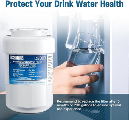 Water Filter Replacement Compatible with GE MWF, SmartWater MWFP, MWFA, GWF, HDX FMG-1, WFC1201, RWF1060, 197D6321P006, Kenmore 9991, Pack of 4, By DESENRUIS