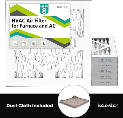 6pack 8x8x1 Air Filter MERV 8, HVAC/Furnace AC Filter Replacement, Dust Defense–Comparable with MPR 600 & FPR 5 (Actual 7.75x7.75x0.75)