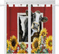 Cows Sunflowers Bedroom Curtains 72 Inch Length, Window Curtains Tab Top, Spring Botanical Floral Bees Red Barn Light Filtering Window Treatments Drapes 52"x72" 2 Panel
