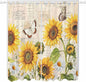 Yellow Sunflowers Living Room Curtains 96 Inch Length, Window Curtains Tab Top, Country Farm Butterfly Flower Light Beige Light Filtering Window Treatments Drapes 52"x96" 2 Panel