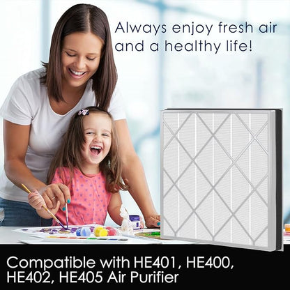HE400 Hepa Filter Replacement Compatible with Shark HE4FKPET HE400 HE401 HE402 & HE405 4 Fan Air Cleaner Purifier, 3-Stage Filtration