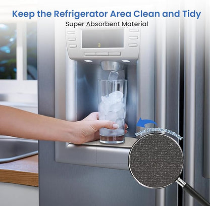 GLACIER FRESH Cuttable Refrigerator Drip Catcher, Water Absorbent Fridge Water Dispenser Drip Tray, Replacement for Whirlpool, GE, Samsung Fridge Accessories, Grey (Rectangular - 2pcs)