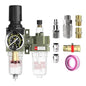 NPT 1/4 Air Regulator with Gauge,Air Compressor Water Separator with Accessories,Pneumatic Compressed Air Filter Pressure Oil Trap(AC2010-02)