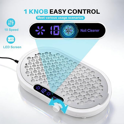 Nail Dust Collector, 1600PA Professional Nail Vacuum Dust Collector Fan with Filter Papers (30 Pcs) for Acrylic Nail Polishing & Manicure at Nail Salon & Home