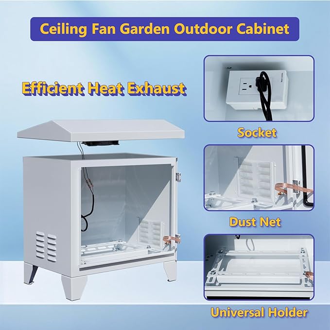 Pond Aerator Weatherproof Outdoor Cabinet, Air Pump 20”W×14.6”D×18”H with Cooling Fan,pre-wired outlet