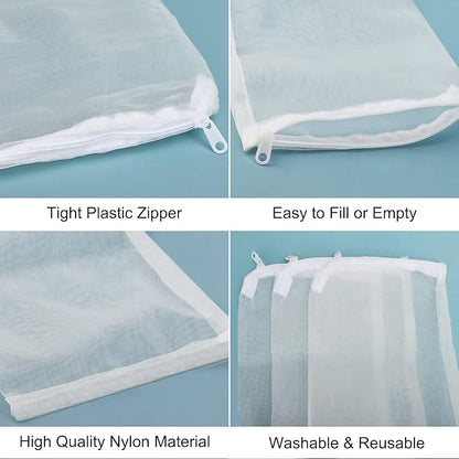 Segarty Aquarium Filter Bags High Flow, 10 Pack 0.15mm Mesh Bag 7.7 x 6 Inch Reusable White Nylon Media Net Bags with Plastic Zipper for Bio Balls, Ceramic Rings, Activated Carbon, Charcoal, Fish Tank