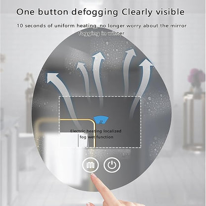 Illuminated LED Bathroom Mirror 500x800mm Wall Mounted Smart Vanity Mirror with Demister Pad Energy-Saving Three-Color Light Multifunctional Backlit Design