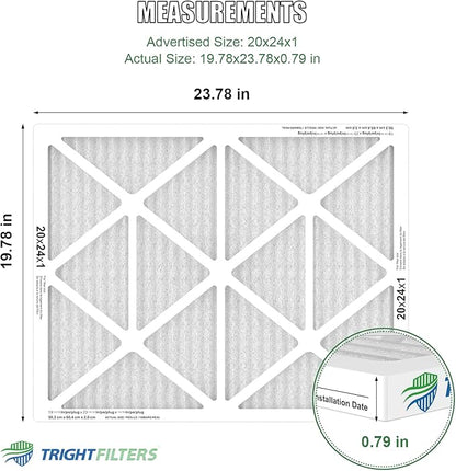20x24x1 Air Filter 4 Pack, MERV 8 Pleated Dust Defense Air Filters Replacement Air Conditioner HVAC AC Furnace Filter, Durable and Lightweight