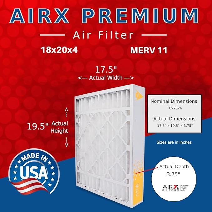 AIRX FILTERS WICKED CLEAN AIR. 18x20x4 Air Filter MERV 11 Electrostatic Pleated Air Conditioner Filter 6 Pack HVAC AC Furnace Filters