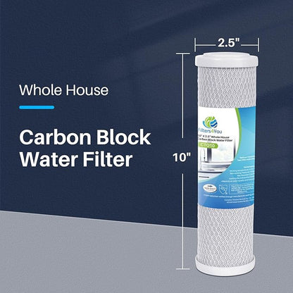 CFS – 10“ x 2.5” Carbon Block Water Filter Cartridge Compatible with Flow-Pur 8, WCBCS-975-RV Models – Removes Bad Taste and Odor – Whole House Replacement Filter Cartridge – 4 Pack