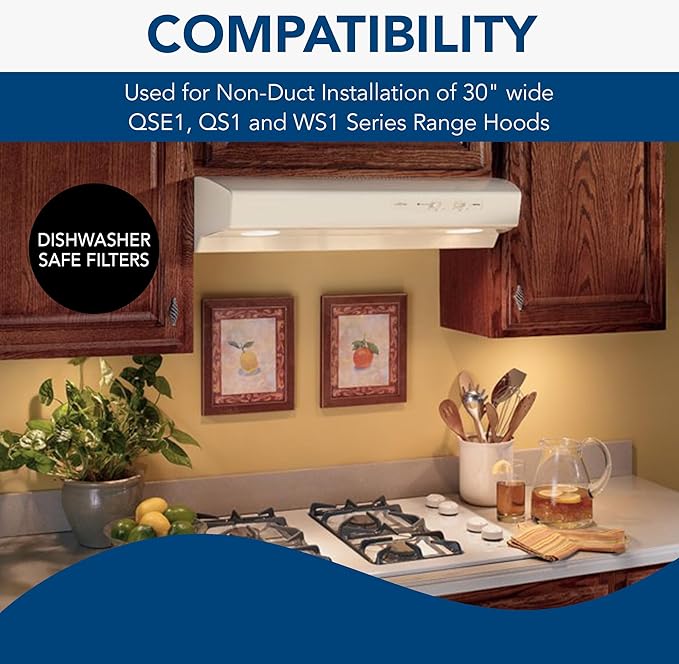Broan BPS1FA30 Replacement Filters for QS1 and WS1 30” Range Hoods, Aluminum, 11.8" x 14.3" x 0.37" (L x W x H), 2-Pack