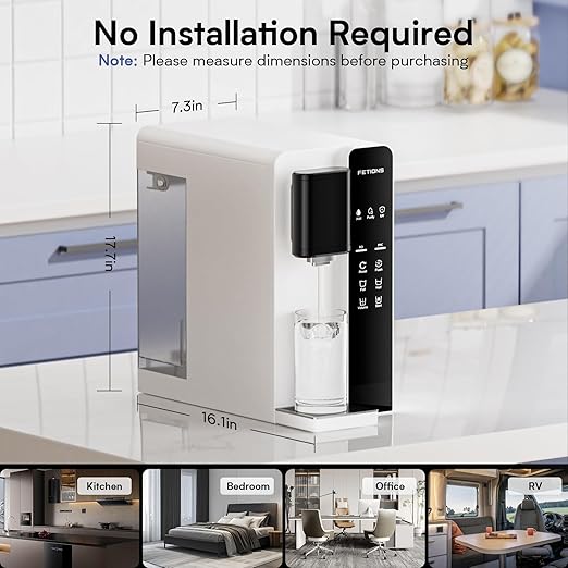 CT2 Reverse Osmosis Water Filter Countertop, 5-Stage RO Water Filtration System, Water Purifier for Home, No Installation, 4: 1 Pure to Drain