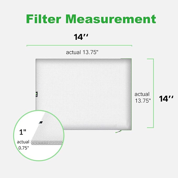 Reair 14x14x1 Extra Replacement Filter without Frame, Washable and Reusable Air Filter 14x14x1 for AC HVAC Furnace, MERV 8 Air Filters Machine Washable, AC Furnace Air Filter without Frame