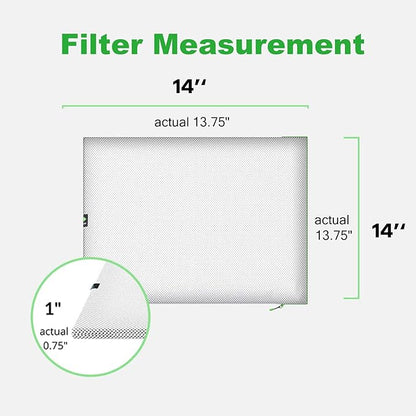 Reair 14x14x1 Extra Replacement Filter without Frame, Washable and Reusable Air Filter 14x14x1 for AC HVAC Furnace, MERV 8 Air Filters Machine Washable, AC Furnace Air Filter without Frame