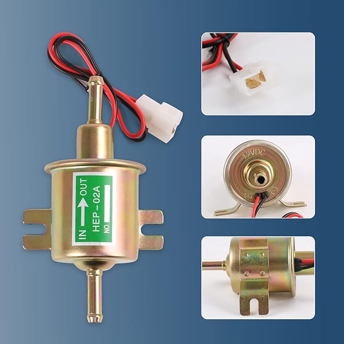 Universal Electric Fuel Pump Kit 12v 3-6 PSI Low Pressure with Fuel Filter 6.56 FT 5/16" ID Fuel Line Replacement For Carburetor Lawn Mower Gas Diesel Fuel Transfer Pump