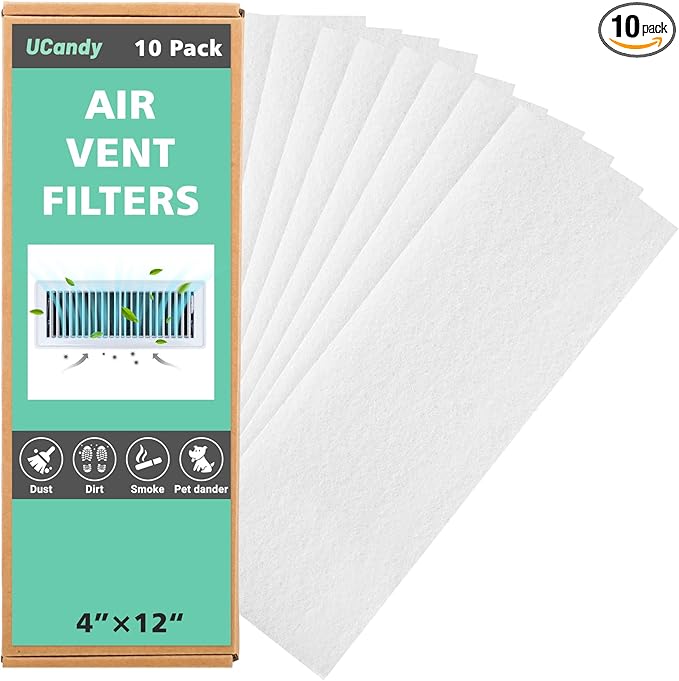 Air Vent Filters, Pack 10 Floor Vent Register Filters - 4"x12" White, Air Register Vent Filters for Home,Trap Debris in Ventilation System