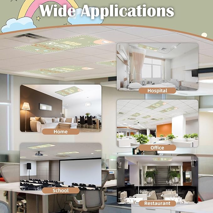 Fluorescent Light Covers - Classroom Covers for Ceiling Lights, 1 PCS 4 x 2 Feet Magnetic Light Filters, Classroom, Office Decor (Mistakes Help us Grow)