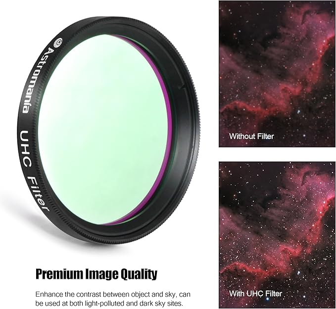 Astromania 2" UHC (Ultra High Contrast) Filter - Superb Views of The Orion, Lagoon, Swan and Other Extended Nebulae