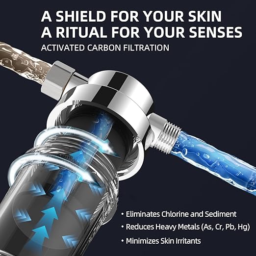 2-Pack Shower Filters with 11 Replacement Cartridges - Coconut Shell Carbon Filter Removes Chlorine, Heavy Metals | Universal Showerhead Water Filter for Healthier Skin & Hair