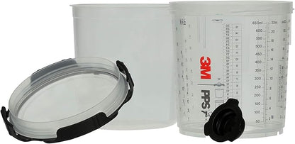 3M 26000 PPS 2.0 Spray Gun Cup, Lids and Liners Kit, Standard, 200-Micron Filter, 22 Ounces, BLACK,SILVER